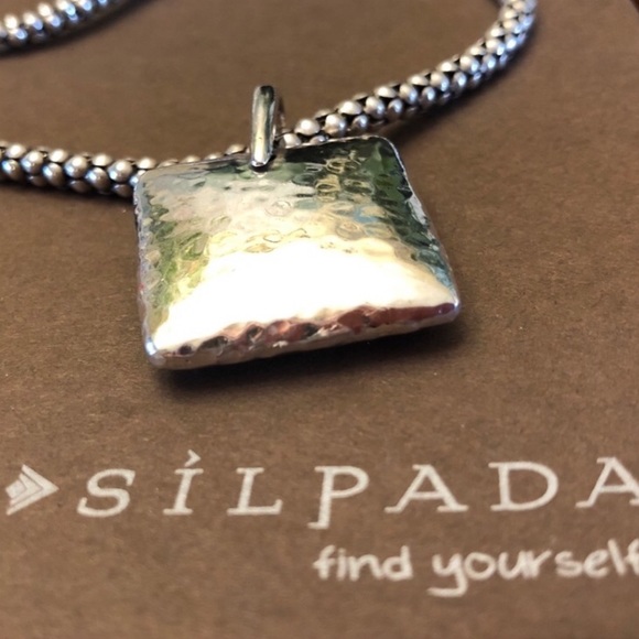 Silpada S1118 Square Pillow Sterling Silver Pendant Popcorn Necklace N1106 - Picture 13 of 15